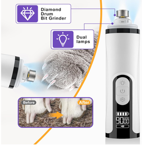 글로벌 베스트셀러 2026 업그레이드 무소음 애완동물 발톱 그라인더 트리머 2 LED 라이트 USB 충전식 3단 속도 전기 강아지 고양이용 - Product Image 6