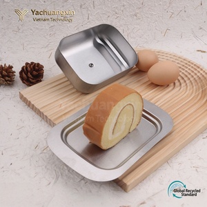 Plato para mantequilla de acero inoxidable con tapa, bandeja rectangular para servir, para uso en la cocina - Product Image 4
