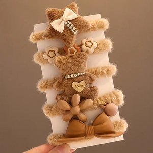 Juego de 5 Accesorios para el Cabello de Invierno 2023, con Diseño de Flores <span class=keywords><strong>y</strong></span> Dibujos Animados, Bonitos <span class=keywords><strong>y</strong></span> Modernos, Anillos para el Cabello, Coleteros para Niñas, Gran Venta - Product Image 6