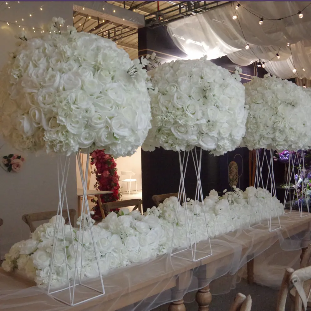 Bolas artificiais de casamento b0127, arranjo de flores em seda, para mesas de casamentos