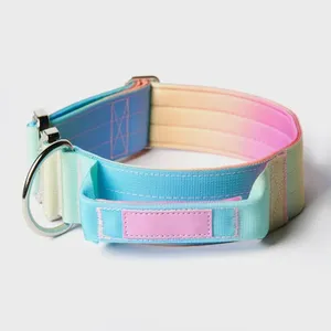 In-Stock Gradient Color Large Tactical Dog Collar 2 Inches Anti-Strain Wide Dog Training Collar Heavy Duty Dog Collar