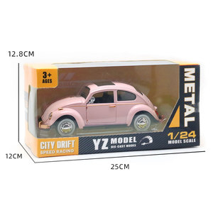 Modèle YZ 1:24, modèle réduit en alliage vintage hautement détaillé, portes, capot et coffre ouvrables, lumières et sons, voiture classique Beetle à tirer en arrière, à partir de 3 ans - Product Image 5