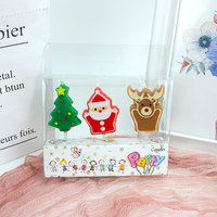 Lot de 3 bougies écologiques non toxiques en forme de Noël (Père Noël, renne, sapin) et décorations de gâteau pour anniversaires et fêtes de fin d'année