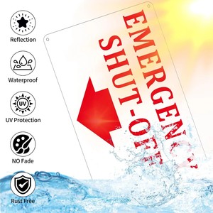 Segnale di arresto di emergenza, avviso di arresto di emergenza in alluminio, segnale di identificazione per lo spegnimento delle apparecchiature impermeabile e durevole - Product Image 2