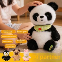 Peluche interactive parlante connectée IA électrique transfrontalière Panda Pingouin pour enfants, en polyester rembourré de PP, pour le sommeil