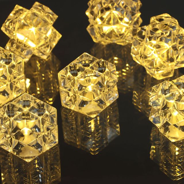 Wholesale Transparent LED Flameless Candle Light Mini Polygonal Shape Plastic Electronic Ambient Lighting Decoration for