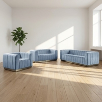 Ensemble de canapés sectionnels de luxe contemporains Chesterfield en velours capitonné avec rembourrage en éponge pour salon d'appartement