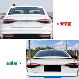 Audi Rear Spoiler Ducktail Piano <b>Black</b> Carbon Fiber Texture ABS <b>Trunk</b> Lip 2017-2024 A4 B9 S4 - Product Image 4