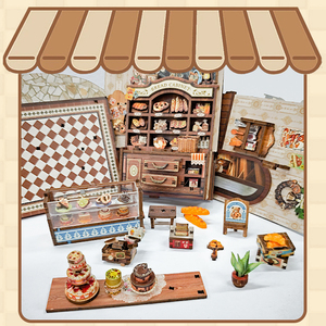 Porte-livres en bois <span class=keywords><strong>3D</strong></span> - Kit de modèle de maison miniature à faire soi-même, décor de bibliothèque Bear Bakery, cadeau créatif pour adultes et adolescents - Product Image 3