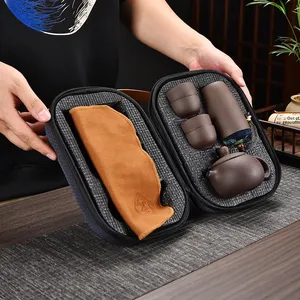 Bộ ấm chén trà gốm sứ tím, bộ pha trà du lịch di động, gồm một ấm và bốn chén, dùng cho nhà và văn phòng - Product Image 6