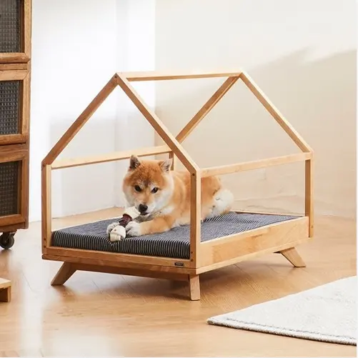 Factory OEM wooden bamboo pet dog house luxury kennel cat dog cage