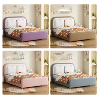 Lit rembourré en cuir moderne, créatif, nouveau design, doux, mignon, confortable, avec cadre en bois de pin, meubles pour chambre d'enfants et de filles