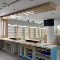 Étagère murale décorative en verre personnalisée avec éclairage LED pour pharmacie, présentoir en MDF pour magasin médical, comptoir de vente
