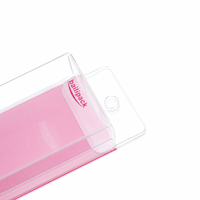 Boîte d'emballage avec insert rose et languette de suspension, boîte en plastique pour cosmétiques, bijoux et accessoires, logo personnalisé, boîte cadeau écologique