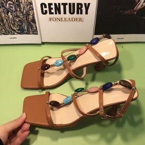 Sandalias de Tacón Alto para Mujer, Estilo Coreano, Sandalias de Tacón de Aguja Medio Alto para Mujer - Product Image 6