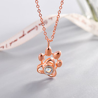 Collier à breloques avec pendentif imprimé de chien de compagnie Collier à projection de patte de chat en plaqué or