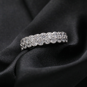 Đồ trang sức cổ điển 2 hàng thiết kế vòng <span class=keywords><strong>bezel</strong></span> thiết lập Zircon Eternity Nhẫn 925 Sterling Bạc phụ nữ cưới engagement Ring - Product Image 3