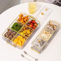 Plateau à fruits en plastique luxueux avec couvercle anti-poussière pour collations, fruits secs ou décoration de table basse, verrerie de luxe légère