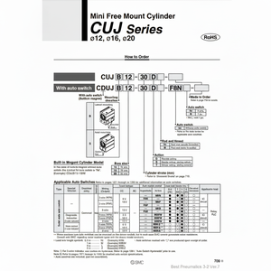 Pièces pneumatiques de CUJS16-10D de cylindre de bâti libre de SMC Pneumatics - Product Image 1