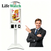 Kiosco de Autoservicio de 22 Pulgadas con Pantalla Táctil LCD para Restaurantes de Comida Rápida, con Impresora Térmica de 80 mm, NFC, Escáner de Códigos QR y de Tickets
