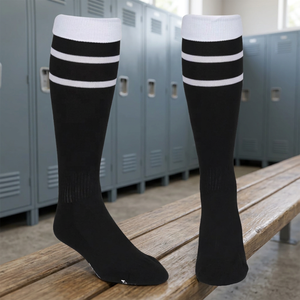 <b>Men</b> Knee High Striped Football <b>Socks</b> Black Tube Soccer <b>Sports</b> <b>Socks</b> - Product Image 2