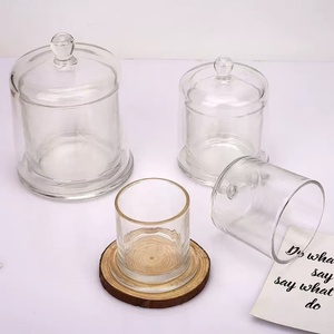 Venta al por mayor 390 ml buena calidad transparente forma de <span class=keywords><strong>campana</strong></span> vela de <span class=keywords><strong>cristal</strong></span> tarro vacío vela contenedor con tapa de cúpula - Product Image 4