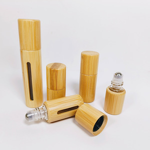 Botellas de bambú con roll-on de 3ml, 5ml, 10ml, dispensadores de perfume cilíndricos con botella de vidrio y bola de acero. - Product Image 3