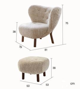모던 이탈리아 디자인 울 패브릭 악센트 체어 양가죽 라운지 체어 가정용 식당 호텔 고급 거실 세트 - Product Image 5