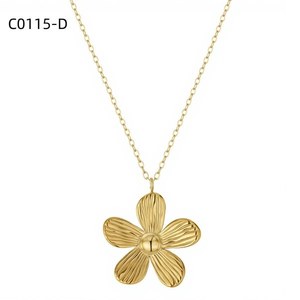 Amy Amy – collier avec pendentif fleur, chaîne en acier inoxydable plaqué argent, bijoux classiques pour femmes, cadeau de tous les jours, C0115 - Product Image 2