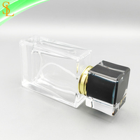 Flacon pulvérisateur de parfum vide de 50 ml (1,7 oz) en verre transparent carré avec bouchon pulvérisateur