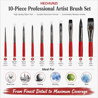 Pinceles de Artista Profesionales con Logotipo Personalizado, 10 Piezas, Ecológicos, de Nailon y Madera, Redondos y Planos, para Acuarela