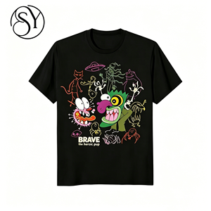 Camiseta Vintage Courage Cowardly Dog <span class=keywords><strong>Monster</strong></span> para hombre, personaje de dibujos animados de los años 90, camisetas deportivas transpirables 100% de algodón de manga corta - Product Image 1