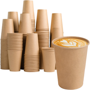 Gobelets en papier kraft jetables, écologiques, biodégradables et recyclables de 12 oz pour boissons chaudes, anti-fuite et résistants à la chaleur, pour les fêtes - Product Image 1