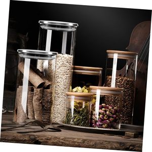 Ensemble de bocaux de conservation alimentaire en verre borosilicate écologiques pour la cuisine, avec couvercle en bambou - Product Image 4