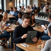 Tablette Android robuste de 10,95 pouces avec station de charge multi-emplacements, tablette industrielle pour magasin de détail, restaurant/entrepôt, OEM