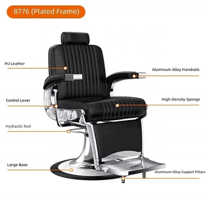 Sillón de Barbería Hidráulico Negro, Silla de Estilismo para Salón con Reposapiés, Asiento de Cuero PU para Corte de Cabello - Product Image 4