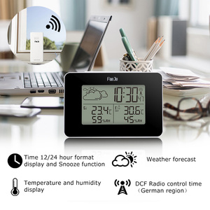 Digitale Weerstation Horloge Draadloze Sensor Temperatuur Vochtigheid Voorspelling Snooze Tafel Klokken Dcf Smart Weerstation Klok - Product Image 2