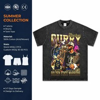 T-shirt numérique à motif 3D, style vintage délavé à l'acide, 100 % coton, grande taille 260g, manches courtes, avec logo de marque personnalisé, style hip-hop