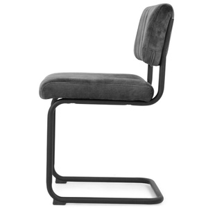 <span class=keywords><strong>Chaise</strong></span> de salle à manger en porte-à-faux en tissu de <span class=keywords><strong>velours</strong></span> gris foncé de luxe sans bras - Product Image 2
