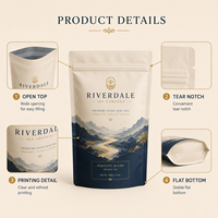 Sacs d'emballage Doypack refermables mats imprimés sur mesure de qualité alimentaire à prix d'usine pour thé Oolong en vrac, sachet à fond plat