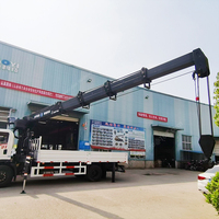 Nacelle élévatrice télescopique HAOY 8 tonnes avec télécommande radio, bras hydraulique, treuil et grue de camion sur remorque