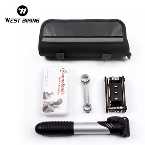 WEST BIKING Kit d'outils de réparation de vélo, pompe, sac, outils de réparation de vélo multifonctionnels, boîte de rangement pour vélo, boîte à outils pour pompe à pneus de vélo - Product Image 1