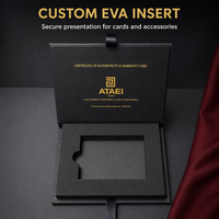 Boîte cadeau en papier personnalisée, emballage vide avec fermeture à ruban, insert en EVA pour carte de garantie, certificats de luxe, accessoires, emballage