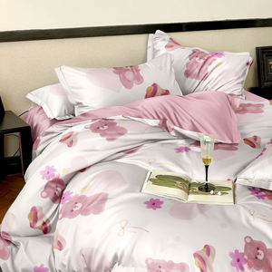 ชุดผ้าปูที่นอนปักลายการ์ตูนทันสมัย 4 ชิ้น ผ้าฝ้ายแท้ 100% เนื้อนุ่ม 300 เส้นด้าย ทออย่างประณีต พกพาสะดวก เหมาะสำหรับใช้ในบ้านและโรงแรม - Product Image 1