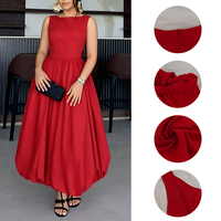 Robe de soirée élégante pour femme, sans manches, col rond, taille haute, ourlet ballon, robe longue de soirée décontractée, en stock