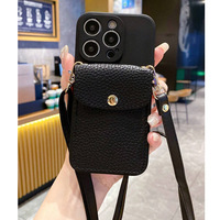 Bolso de Cuero QY, Cartera de Lujo, Bandolera de Diseño, Accesorios de Cuero para Móvil, Funda para Teléfono para iPhone 12 13 14 15 16 Pro Max