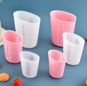 Silicone Pink White Graduated <strong>Measuring</strong> <strong>Cup</strong> Stackable Multiple Sizes Kitchen Measure Container Nonstick Reusable Baking Supplies - Product Image 6