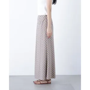 Falda Maxi Casual Elegante a Cuadros de Cintura Alta y Corte en A, Falda Larga de Verano Personalizada para Mujer - Product Image 2