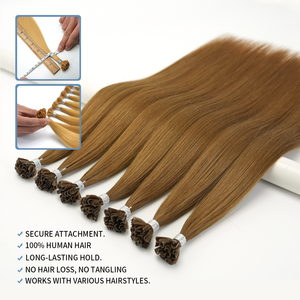 Extensiones de Cabello Humano Virgen de Alta Calidad al por Mayor Lanxun, con Queratina Europea, Punta en <span class=keywords><strong>U</strong></span>, Pre-Adheridas - Product Image 5