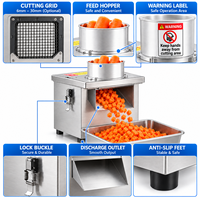 Machine à découper les légumes commerciale en acier inoxydable, hachoir électrique pour aliments avec grilles de coupe optionnelles de 6 à 30 mm pour restaurants